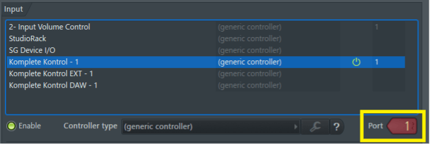 Select the MIDI controller that you are using, and set the MIDI port to 1. Now the plugin receives MIDI from the desired controller